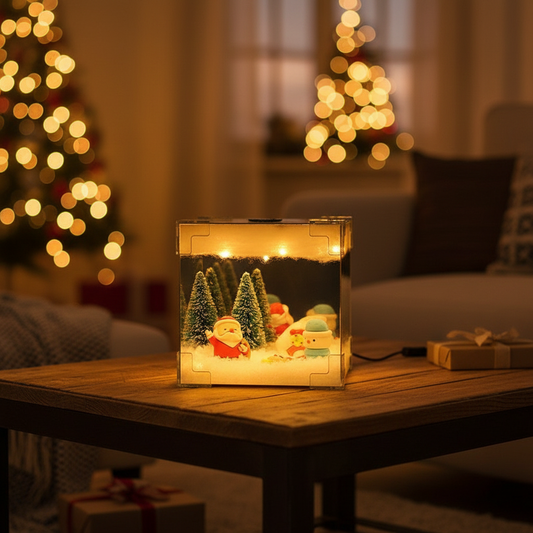 Christmas Cube LED Night Light – DIY 3D Snowman & Santa Holiday Decoration