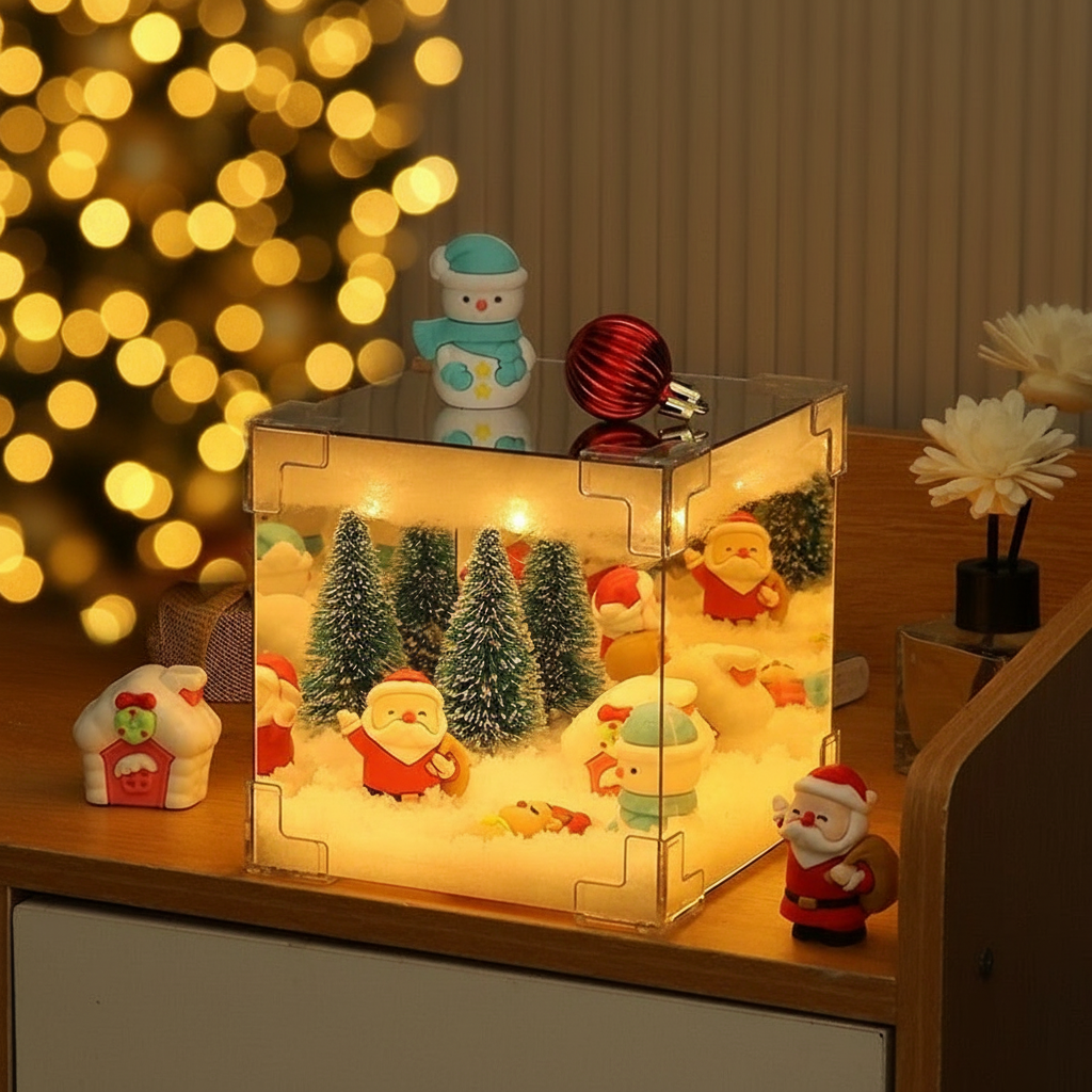 Christmas Cube LED Night Light – DIY 3D Snowman & Santa Holiday Decoration