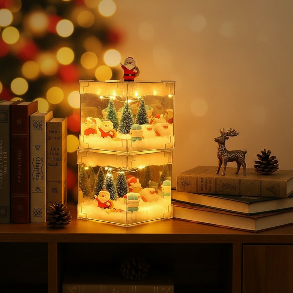 Christmas Cube LED Night Light – DIY 3D Snowman & Santa Holiday Decoration