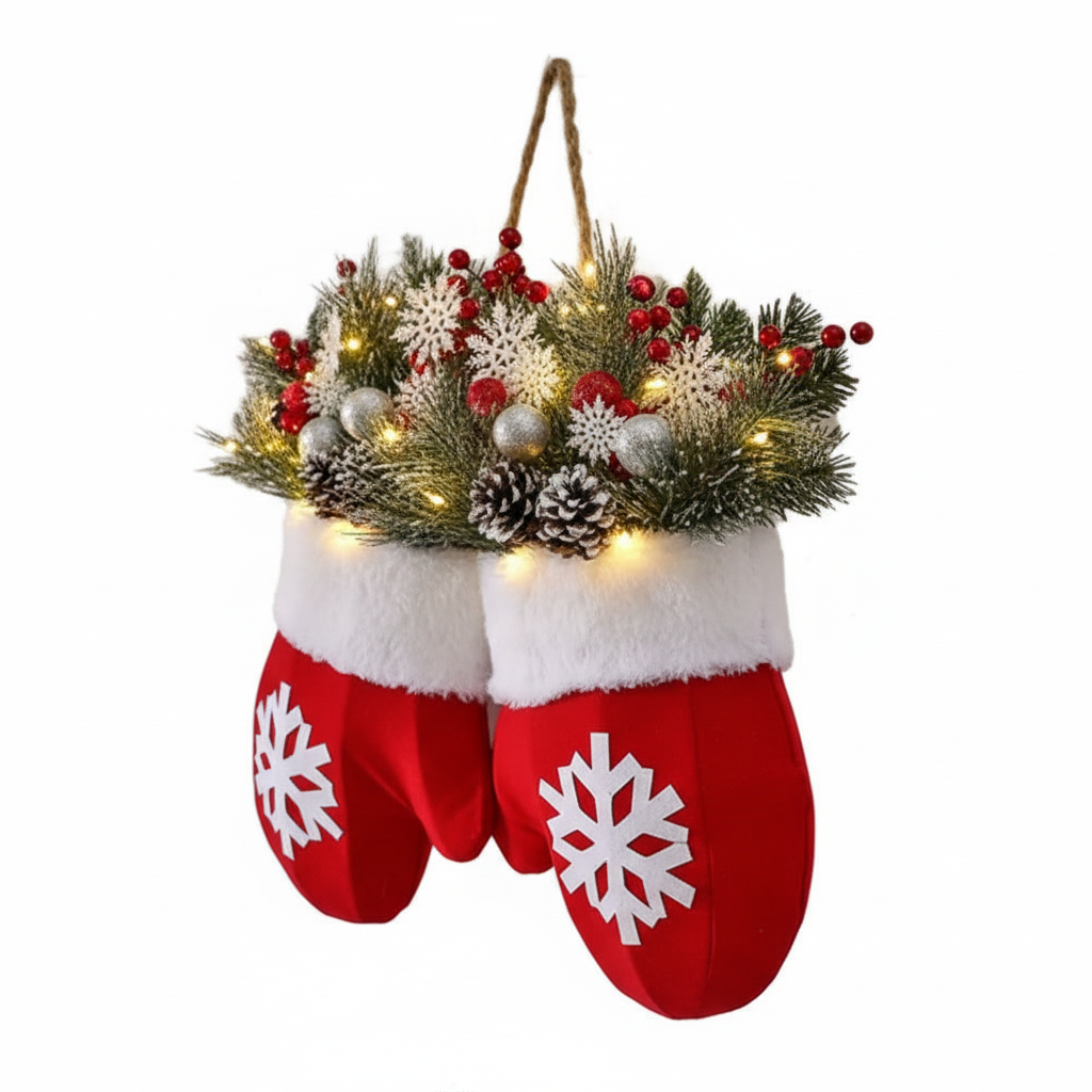 LED Christmas Flower Basket – Warm Light Holiday Table Decoration